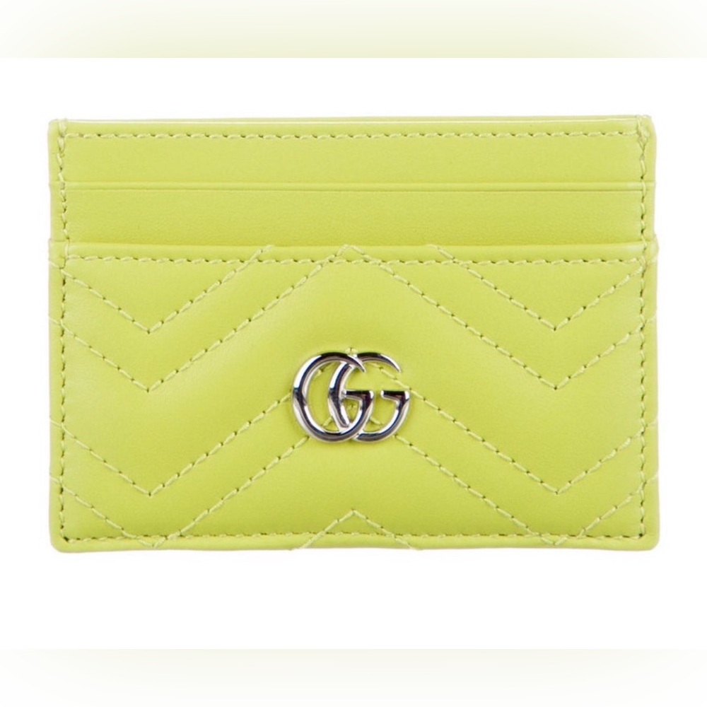 Gucci Neon Green Card Holder with GG Logo